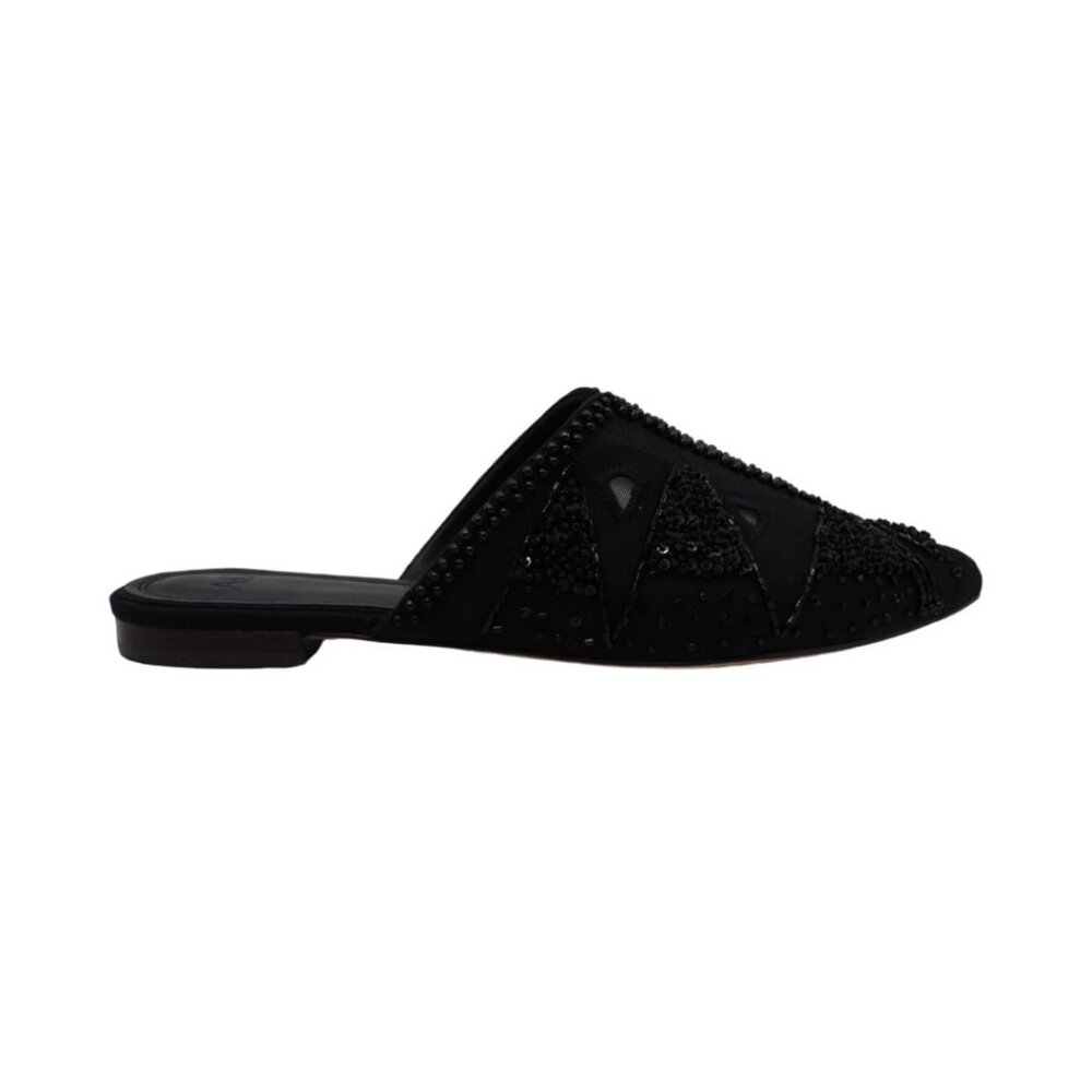 AD & Daughters Collyn Black Beaded Slip On Mule Minimalist Quiet‎ Luxury